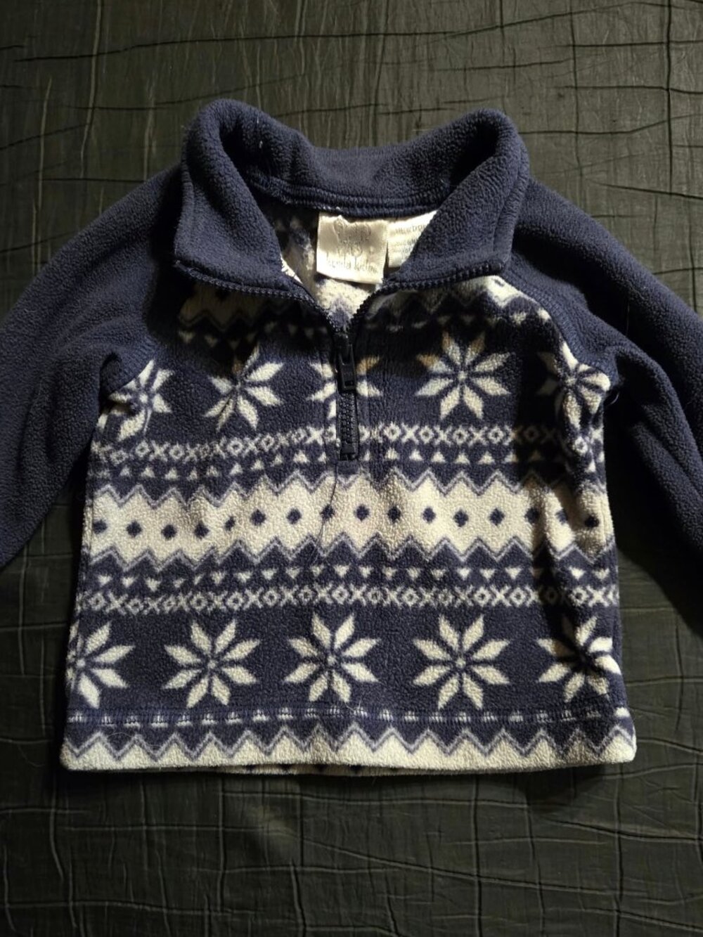 Vintage Koala Kids Navy Blue Snowflake Newborn Fleece Quarter-Zip Pullover